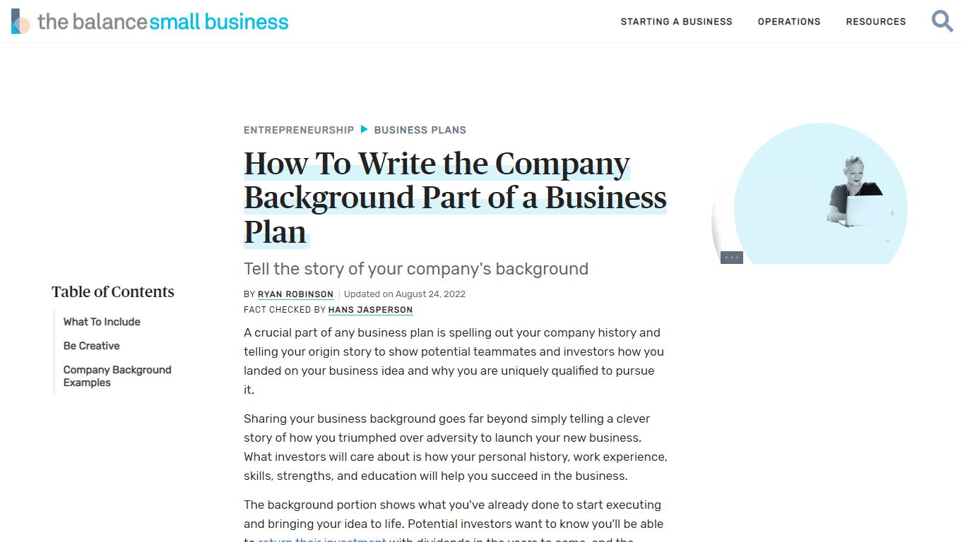 The Company Background Portion of a Business Plan